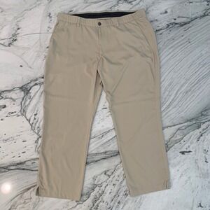 Under Armour The Showdown Pant Mens 42x32 Beige Cropped Golf Casual‎ Slit Hem
